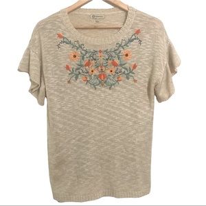 Democracy Flower embroidered Sweater S